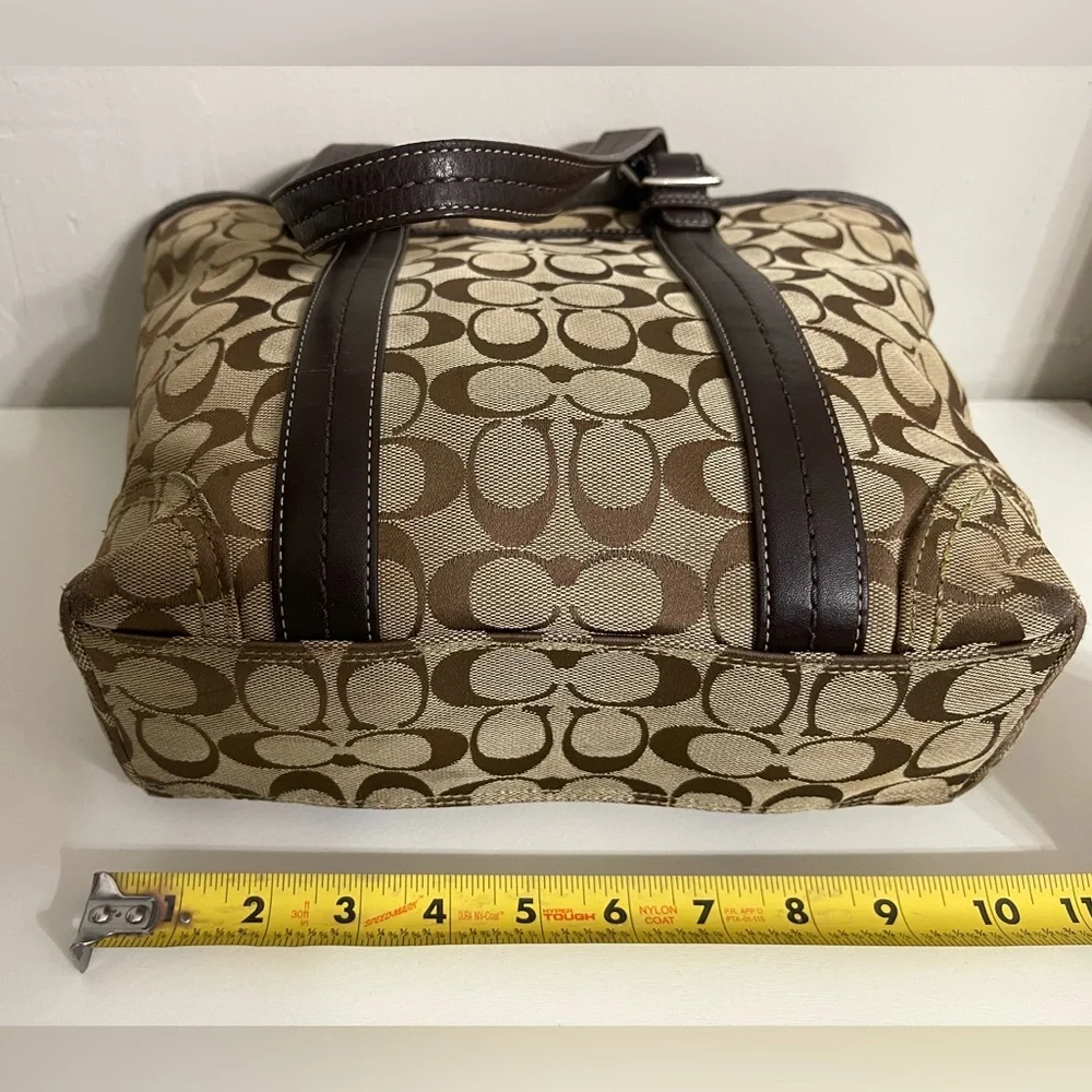 Vintage Y2K Coach Khaki & Brown Signature Canvas Tote